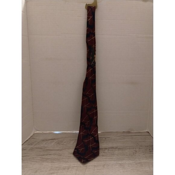 Handmade Burgundy & Navy Geometric Patterned Tie 48" - Picture 1 of 3